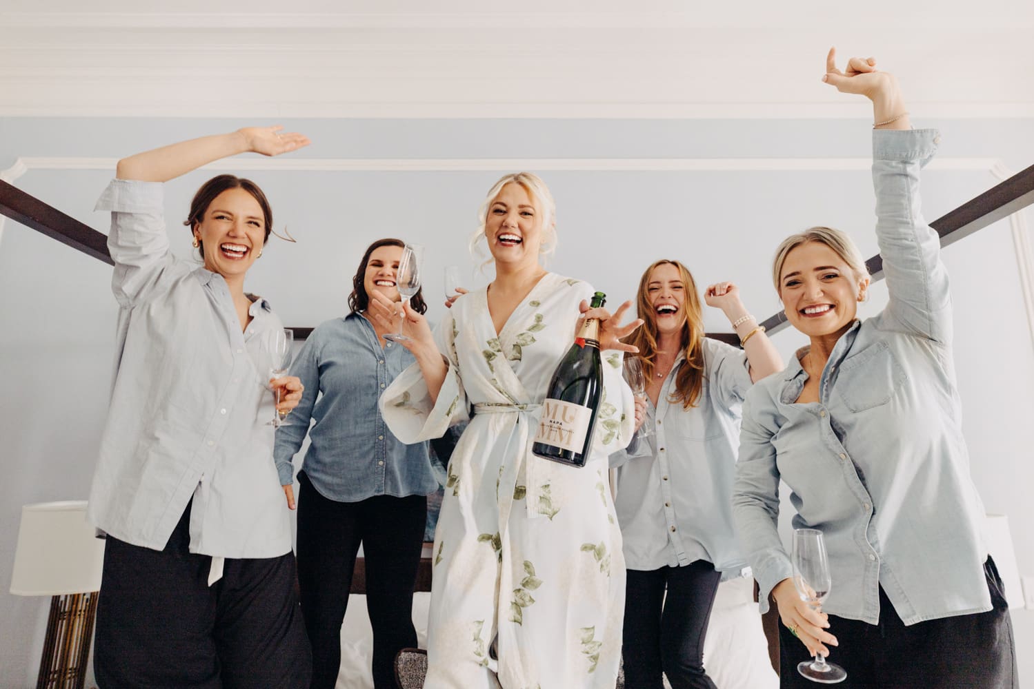 Bride and bridesmaids preparing for the wedding day at the Palace Hotel San Francisco