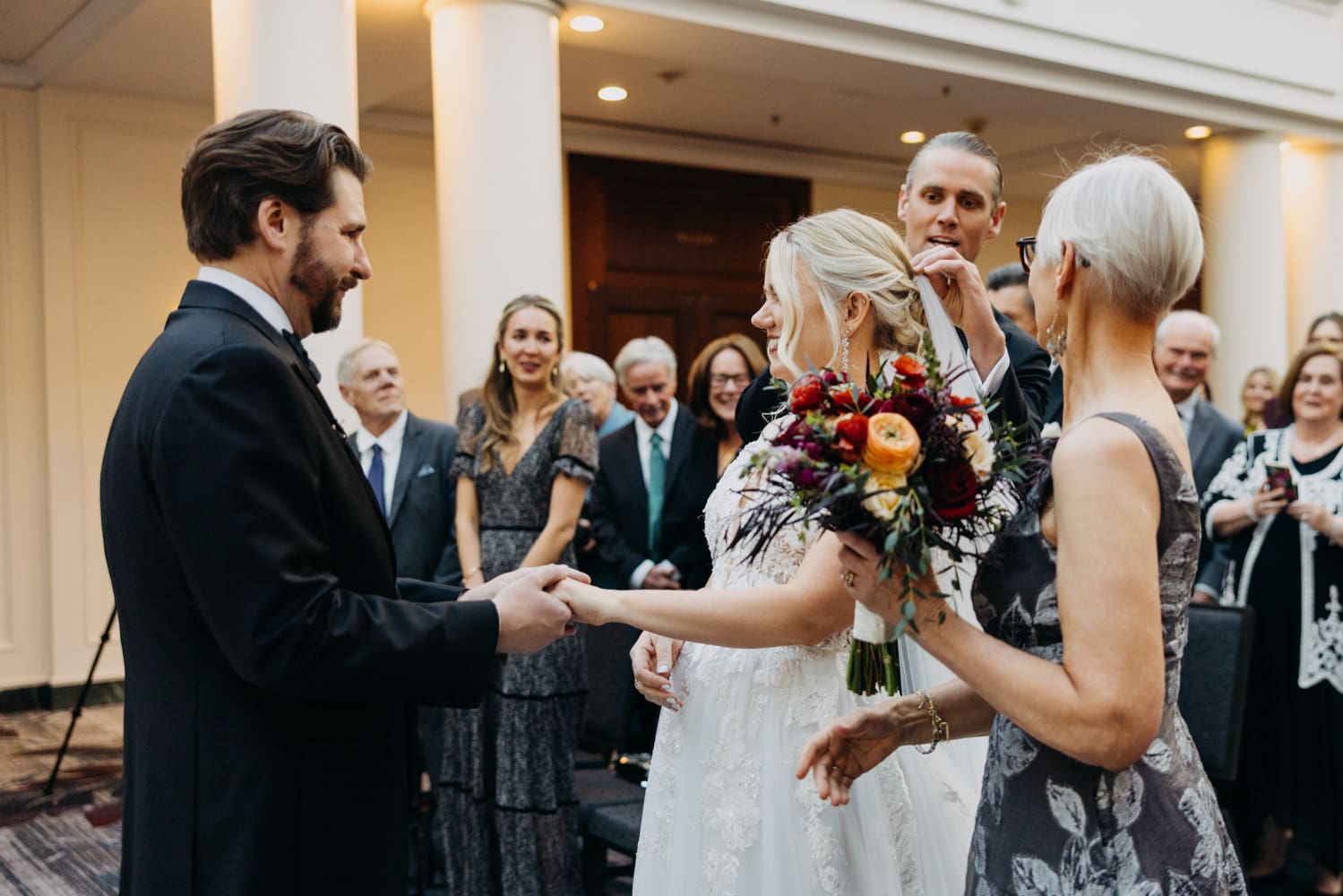 Wedding ceremony in Sunset Court at the Palace Hotel San Francisco