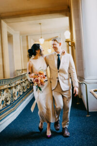 blue hallway portrait San Francisco City Hall wedding