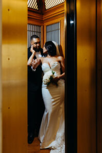 dramatic elevator photo San Francisco City Hall wedding