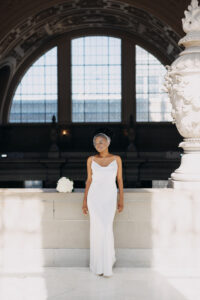 bride portrait fourth floor City Hall natural light