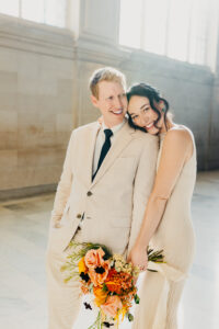 couple portrait fourth floor City Hall natural light