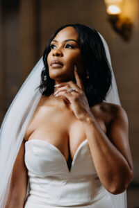 dramatic light stone floor window City Hall wedding