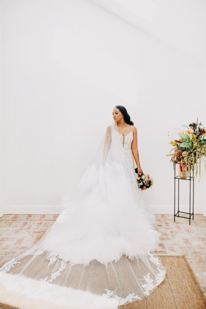 Black Bride in a Solange inspired portrait at Lavanda at Leal Vineyards