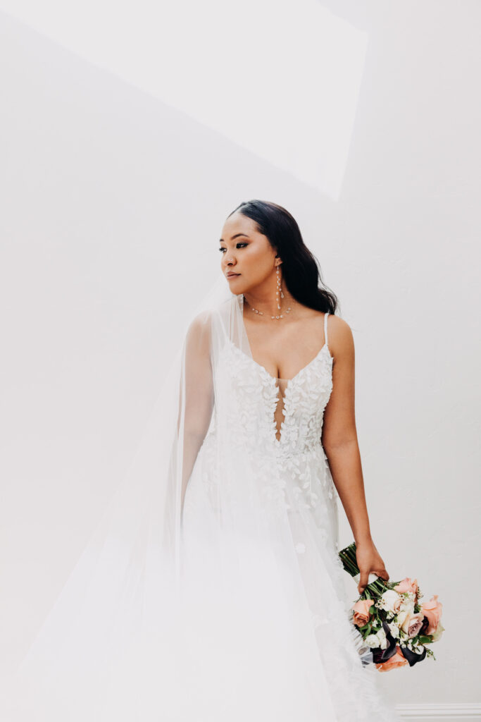 Black Bride in a Solange inspired portrait at Lavanda at Leal Vineyards